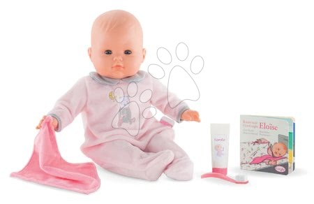 Punčke in dojenčki za deklice - Dojenček Eloise gre v posteljo Mon Grand Poupon Corolle 36 cm z modrimi mežikajočimi očkami in 4 dodatki od 24 mes