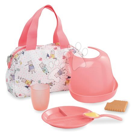 Dodatki za punčke in dojenčke - Torbica s slinčkom in kosilo Mealtime set Mon Grand Poupon Corolle