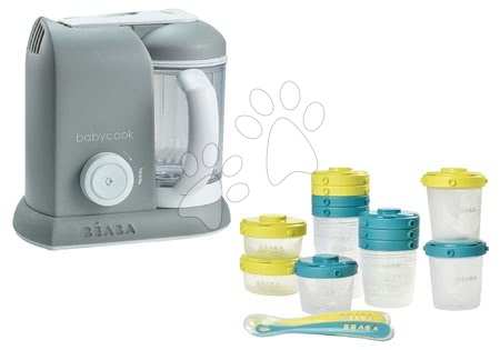 Produse bebe - Set aparat de gătit cu aburi si mixer Beaba Babycook® Solo gri