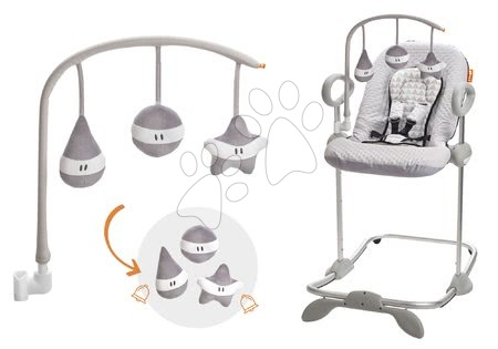 Otroški počivalniki - Komplet otroški nastavljiv ležalnik Up & Down II Beaba siv od 0 meseca in vrtiljak za ležalnik Beaba Play siv za darilo