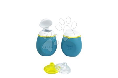 Dojčenské jedálenské potreby - Sada fľaštičiek BabySqueez' 2v1 a Squeez'Portion na kašičky Beaba 2x180 ml od 4 mesiacov modrá