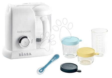 Pentru bebeluși - Set aparat de gătit cu aburi si mixer Beaba Babycook® Solo white silver