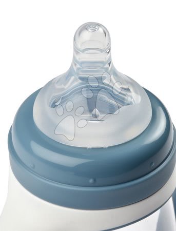 Jucării pentru bebeluși de la 3 la 6 luni - Sticla biberon bebeluși Beaba Learning Cup 2in1 Windy Blue 210 ml albastră cu pai de la 4 luni_1