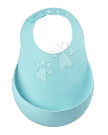 Jucării pentru bebeluși de la 3 la 6 luni - Bavețică pentru copii Silicone Bib Beaba Airy Green Beaba din silicon moale și nasturi verde de la 0 luni