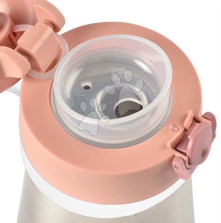 Dojčenské jedálenské potreby - Fľaša Bidon s dvojitými stenami Stainless Steel Bottle Beaba Old Pink 350ml ružová z nehrdzavejúcej ocele od 18 mes_1