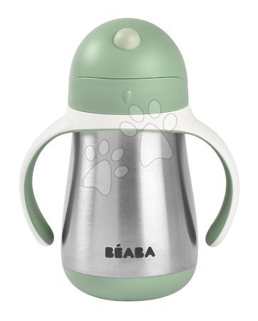 Dojčenské jedálenské potreby - Fľaša Bidon s dvojitými stenami Stainless Steel Straw Cup Beaba