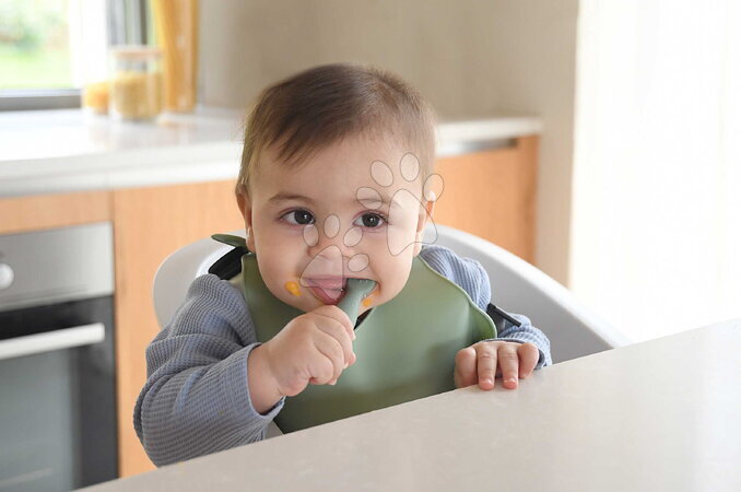 Príbory a lyžičky - Ergonomické tréningové lyžičky Silicone Pre-Spoons Sage Green Velvet Grey Beaba - 4