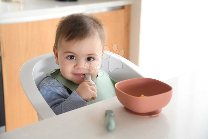 Príbory a lyžičky - Ergonomické tréningové lyžičky Silicone Pre-Spoons Sage Green Velvet Grey Beaba - 12