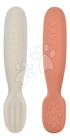 Pribori i žličice - Ergonomske trening žličice – Silicone Pre-Spoons Terracotta Velvet Grey Beaba_1