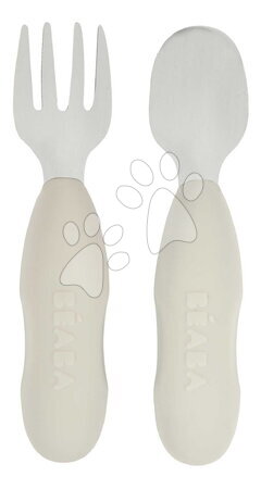 Príbory a lyžičky - Prvý detský príbor Stainless Steel Pre-Cutlery Velvet Grey Beaba - 2