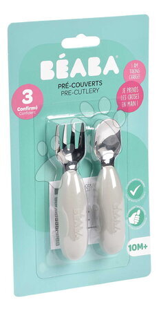 Príbory a lyžičky - Prvý detský príbor Stainless Steel Pre-Cutlery Velvet Grey Beaba - 4