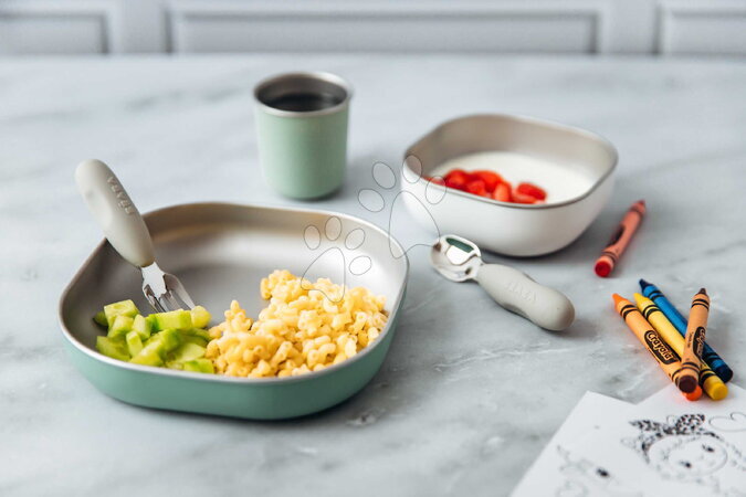 Jedálenské súpravy - Jedálenská súprava Stainless Steel Meal Set Sage Green Beaba - 4