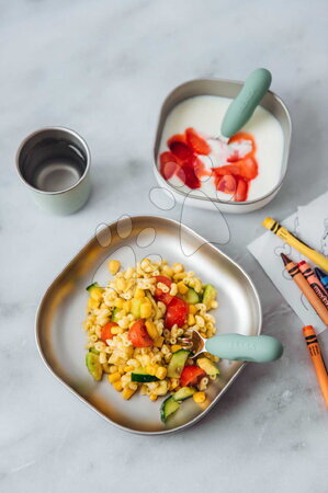 Jedálenské súpravy - Jedálenská súprava Stainless Steel Meal Set Sage Green Beaba - 9