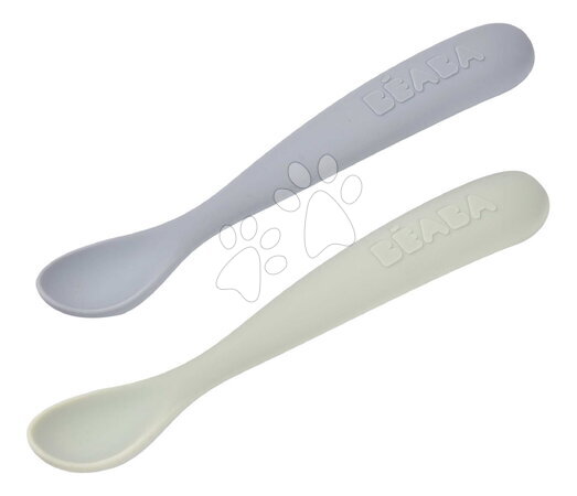 Pribori i žličice - Prve žličice za učenje First Age Silicone Spoons Nature Duo Beaba
