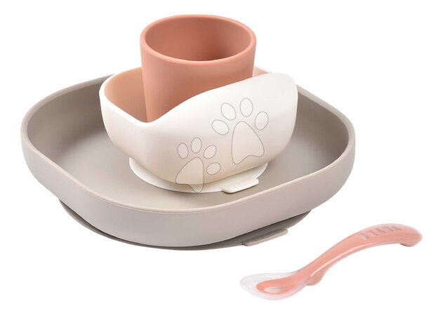 Jedálenské súpravy - Jedálenská súprava Silicone Meal Set Terracotta Gazelle Beaba