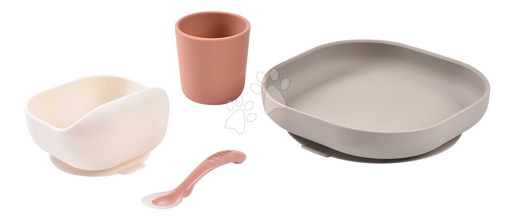Jedálenské súpravy - Jedálenská súprava Silicone Meal Set Terracotta Gazelle Beaba_1