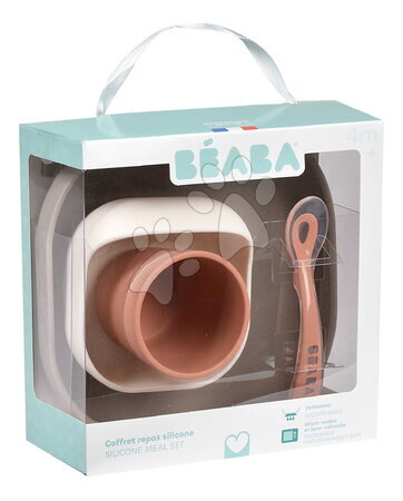 Babaétkészletek - Étkészlet Silicone Meal Set Terracotta Gazelle Beaba - 4