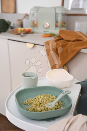 Jedálenské súpravy - Jedálenská súprava Silicone Meal Set Sage Green Misty Green Beaba - 4