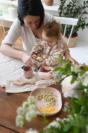 Babaétkészletek - Étkészlet Silicone Meal Set Cotton Candy Beaba - 7