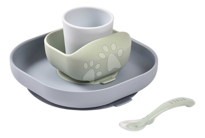 Jedálenské súpravy - Jedálenská súprava Silicone Meal Set Pebble Beaba