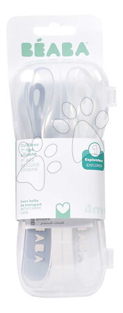 Pribori i žličice - Prve trening žličice First Age Silicone Spoons Pebble Cloud Blue Duo Beaba_1