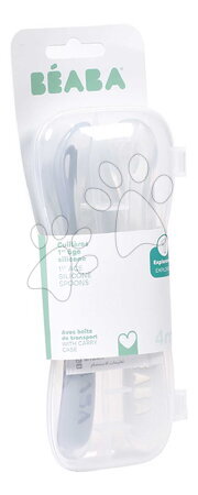 Príbory a lyžičky - Prvé tréningové lyžičky First Age Silicone Spoons Pebble Cloud Blue Duo Beaba - 2