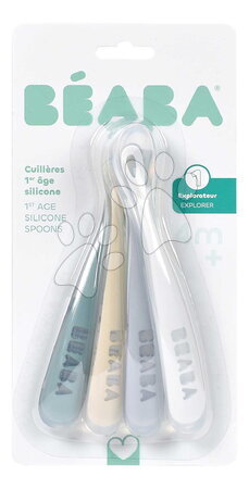 Pribori i žličice - Prve trenažne žličice First Age Silicone Spoons Pebble Cloud Blue Baltic Blue Clay Set Beaba_1