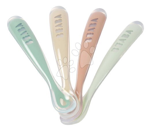 Pribori i žličice - Prve žličice za trening First Age Silicone Spoons Natural Set Beaba