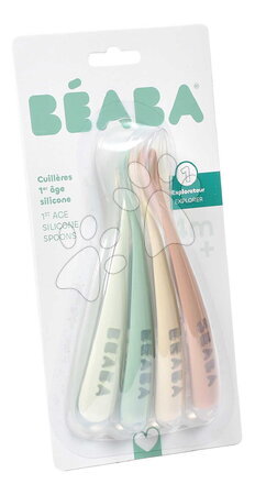 Príbory a lyžičky - Prvé tréningové lyžičky First Age Silicone Spoons Natural Set Beaba - 2