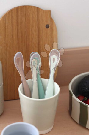 Príbory a lyžičky - Prvé tréningové lyžičky First Age Silicone Spoons Natural Set Beaba - 5