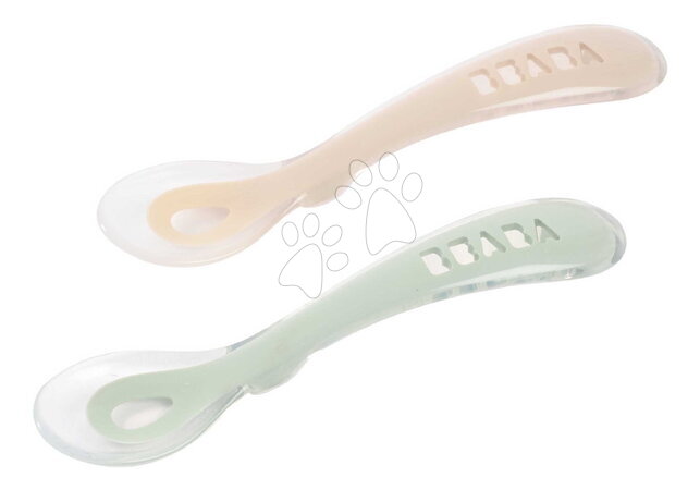 Evőeszközök és etetőkanalak - Gyakorlókanalak Second Age Silicone Spoons Clay Misty Green Beaba