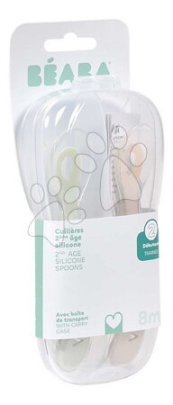 Evőeszközök és etetőkanalak - Gyakorlókanalak Second Age Silicone Spoons Clay Misty Green Beaba_1