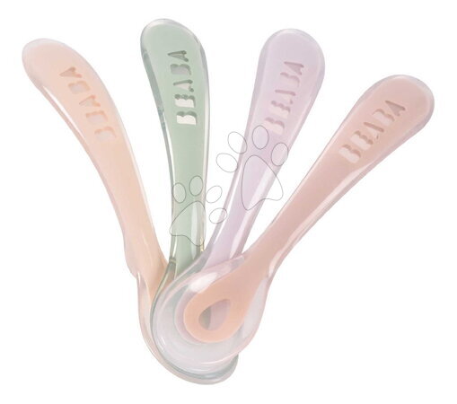 Příbory a lžičky - Tréninkové lžičky Second Age Silicone Spoons Cotton Candy Sorbet Mystic Green Lilac Set Beaba