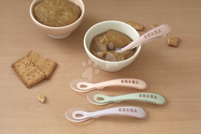 Příbory a lžičky - Tréninkové lžičky Second Age Silicone Spoons Cotton Candy Sorbet Mystic Green Lilac Set Beaba_1