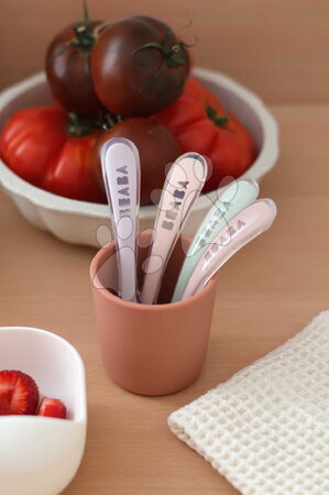 Príbory a lyžičky - Tréningové lyžičky Second Age Silicone Spoons Cotton Candy Sorbet Mystic Green Lilac Set Beaba - 2