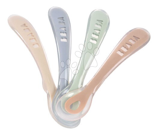 Příbory a lžičky - Tréninkové lžičky Second Age Silicone Spoons Natural Set Beaba