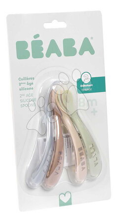 Příbory a lžičky - Tréninkové lžičky Second Age Silicone Spoons Natural Set Beaba_1