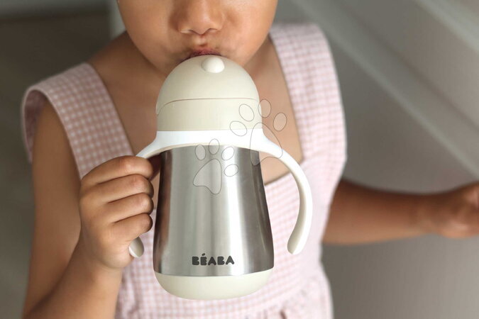 Dojčenské fľaše - Fľaša s dvojitými stenami Stainless Steel Straw Cup Clay Beaba - 2