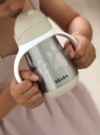 Dojčenské fľaše - Fľaša s dvojitými stenami Stainless Steel Straw Cup Clay Beaba - 5