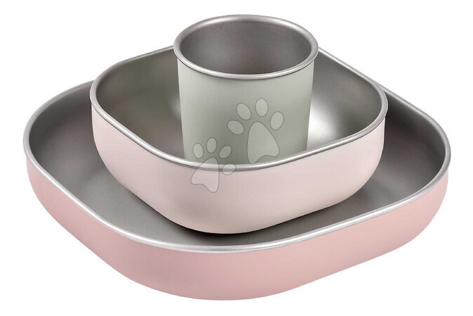 Babaétkészletek - Étkészlet Stainless Steel Meal Set Cotton Candy Beaba