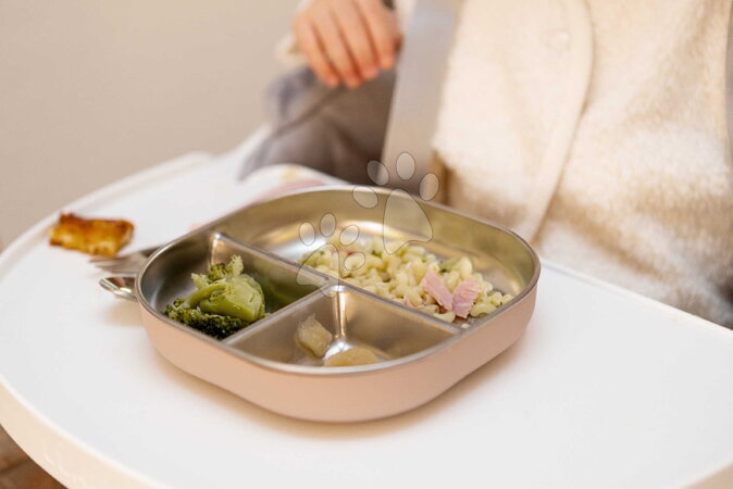 Talířky a misky - Talíř pro miminka Stainless Steel Divided Plate Cotton Candy Beaba - 4
