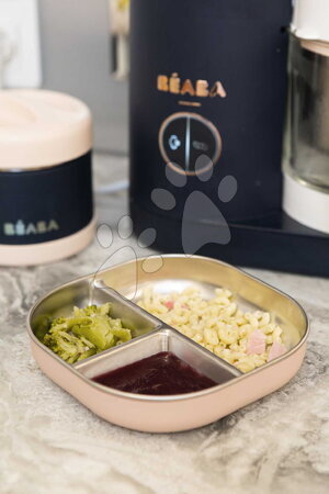Tányérok és tálkák - Tanier pre bábätká Stainless Steel Divided Plate Cotton Candy Beaba_1