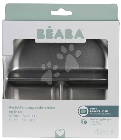 Talířky a misky - Talíř pro miminka Stainless Steel Divided Plate Cotton Candy Beaba - 2