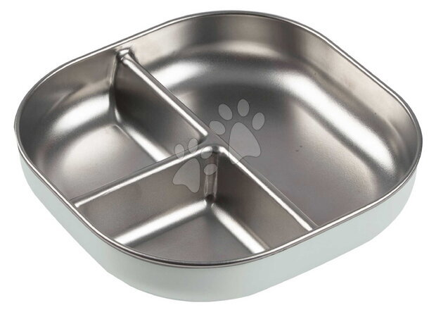 Tányérok és tálkák - Tanier pre bábätká Stainless Steel Divided Plate Misty Green Beaba