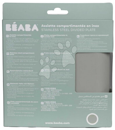 Pratos e tigelas - Prato para bebés Stainless Steel Divided Plate Misty Green Beaba - 2