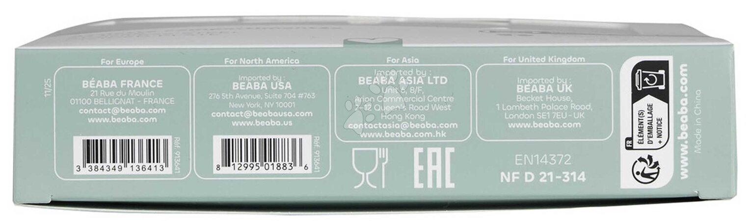 Pratos e tigelas - Prato para bebés Stainless Steel Divided Plate Misty Green Beaba - 3