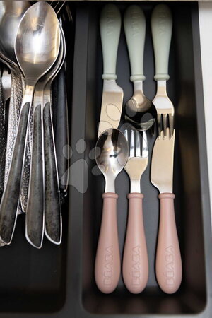 Evőeszközök és etetőkanalak - Evőeszközkészlet gyerekeknek Stainless Steel Cutlery Set Cotton Candy Beaba_1