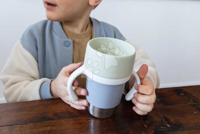 Dětské hrnky - Hrnek pro děti Stainless Steel Learning Cup Click & Drink Pebble Beaba - 8