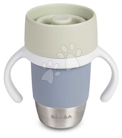 Seturi pentru masă - Căniță pentru copii Stainless Steel Learning Cup Click & Drink Pebble Beaba