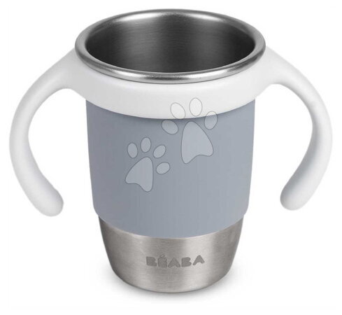 Dětské hrnky - Hrnek pro děti Stainless Steel Learning Cup Click & Drink Pebble Beaba - 2